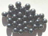 25 10mm Round Gunmetal Glass Beads